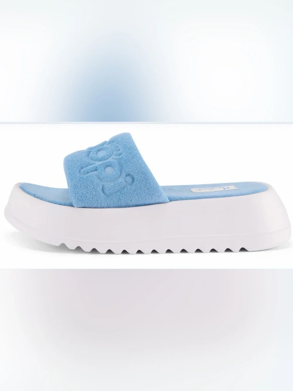 FLOOPI Light Blue Terry Wedge Slide Sandals 7